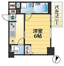 Cion KOBE Bayside 8階1Kの間取り