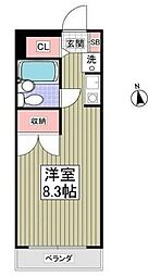 リュミエ本厚木 ワンルームの間取図画像