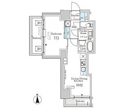 パークアクシス浅草田原町ガーデン 506 5階1LDKの間取り