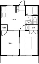 ニューコータス第2 2DKの間取図画像