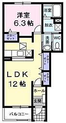 ファイン・ヒルA 1LDKの間取図画像