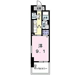 プラージュ堺 1Kの間取図画像