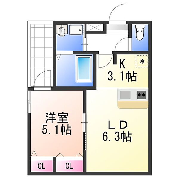 フジパレス泉佐野駅東II番館 ｜大阪府泉佐野市上町２丁目(賃貸アパート1LDK・3階・35.16㎡)の写真 その2