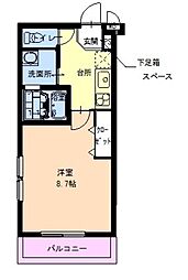 フジパレス北城内EAST 1Kの間取図画像