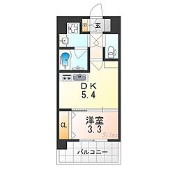クレアドーレ京都二条 1DKの間取図画像