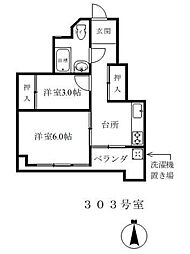 コクセイマンション 2Kの間取図画像