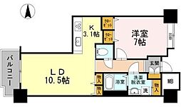 品川シーサイドビュータワー1 1LDKの間取図画像