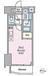 HYs MINOWA II 4階ワンルームの間取り