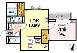 セレスティア扇VIII 1LDKの間取図画像