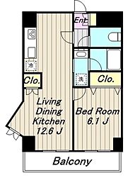 デイム橋本 1LDKの間取図画像