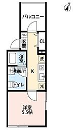 Fleurchiba 1Kの間取図画像