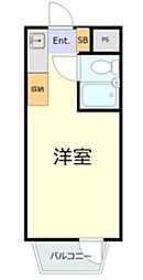六本木シローマンション ワンルームの間取図画像