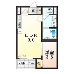 高石市西取石3丁目アパート 1LDKの間取図画像