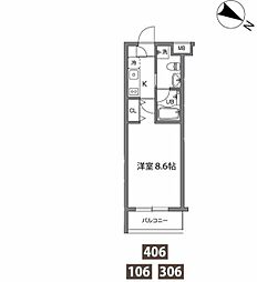 プライムアーバン烏山GALLERIA 1Kの間取図画像