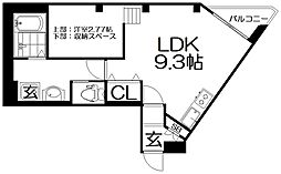 FLAT HOSHIDA ワンルームの間取図画像
