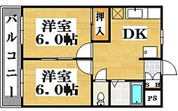 レジレンス原田 2DKの間取図画像