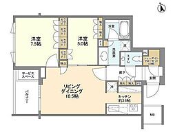 ザ・パークハウス広尾羽澤 2LDKの間取図画像