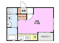 Common中木戸 ワンルームの間取図画像