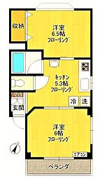 指月ハイム5 2DKの間取図画像