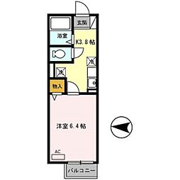 プリシェール千里 1Kの間取図画像