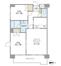 オクト・フラッツ・K 2階2LDKの間取り