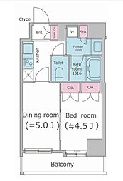 PARKFLATS渋谷代官山 1DKの間取図画像
