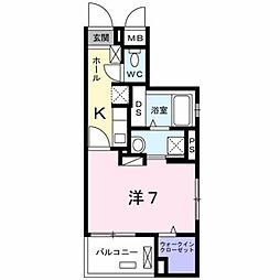 Septenova 2階1Kの間取り