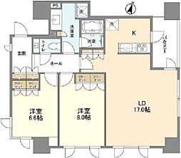ラサンテ麹町 12階2LDKの間取り