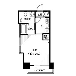 プレール目黒リバーサイド 3階1Kの間取り