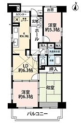 コーポレート草加旭町1号棟 3DKの間取図画像