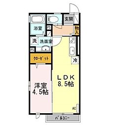 チェリーヴィラB 1LDKの間取図画像