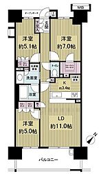 東京フロントコートデッキウイング 3LDKの間取図画像
