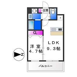 プレジオ布施ASIAN 1LDKの間取図画像