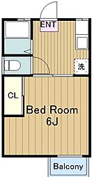 コーポヒルサイド 1Kの間取図画像
