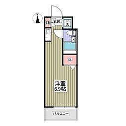 ジョイフル大和南 ワンルームの間取図画像