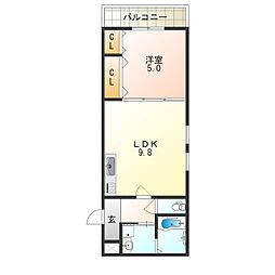 フジパレス山之内 1LDKの間取図画像