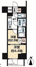 ＡＲＣＯＢＡＬＥＮＯ ＭＩＮＡＭＩＳＥＮＪＵ 10階2Kの間取り