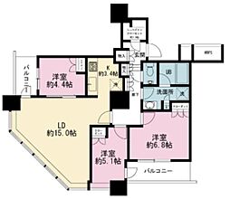 ザ・パークハウス西新宿タワー60 3LDKの間取図画像