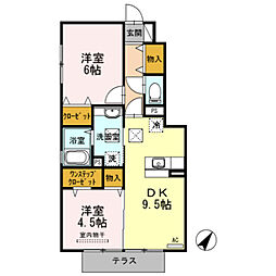ラシェルデューA 2DKの間取図画像