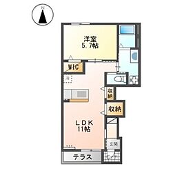 ルフォン2 1LDKの間取図画像