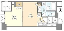 シティハウス東京新橋 2階1LDKの間取り