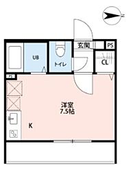 ユーハコート浮間舟渡 ワンルームの間取図画像