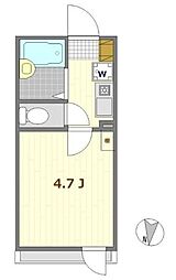 ノーザンロード扇大橋 2階1Kの間取り