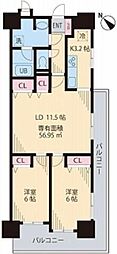 ライオンズガーデン町屋 2LDKの間取図画像