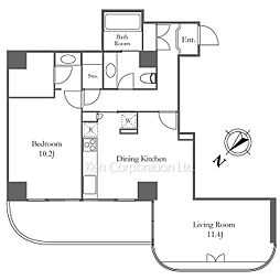 御殿山トラストコート 1LDKの間取図画像
