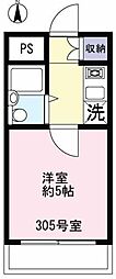 ピア武蔵野 1Kの間取図画像