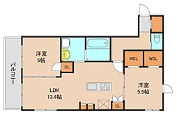 Le Ciel 2LDKの間取図画像