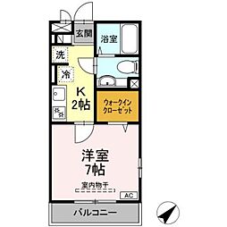 ウィステリアヒルズ 1Kの間取図画像