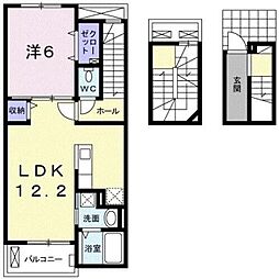 アンジュール 1LDKの間取図画像