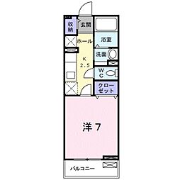 パレ・ボヌール福島 1Kの間取図画像